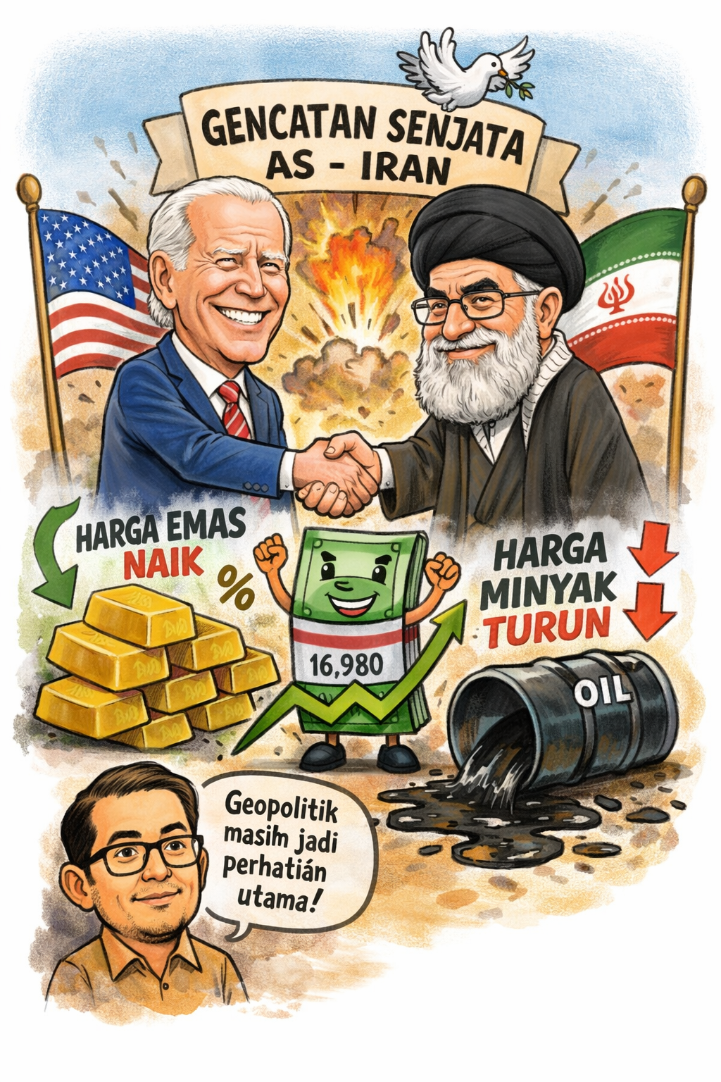 Gencatan Senjata AS–Iran Redakan Pasar, Rupiah Dan Emas Menguat Tajam