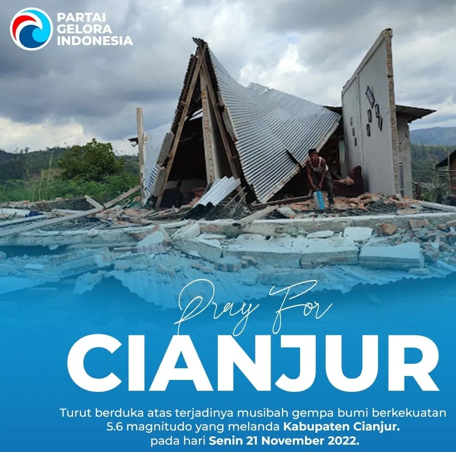 Partai Gelora Sampaikan Duka Bagi Korban Gempa Cianjur