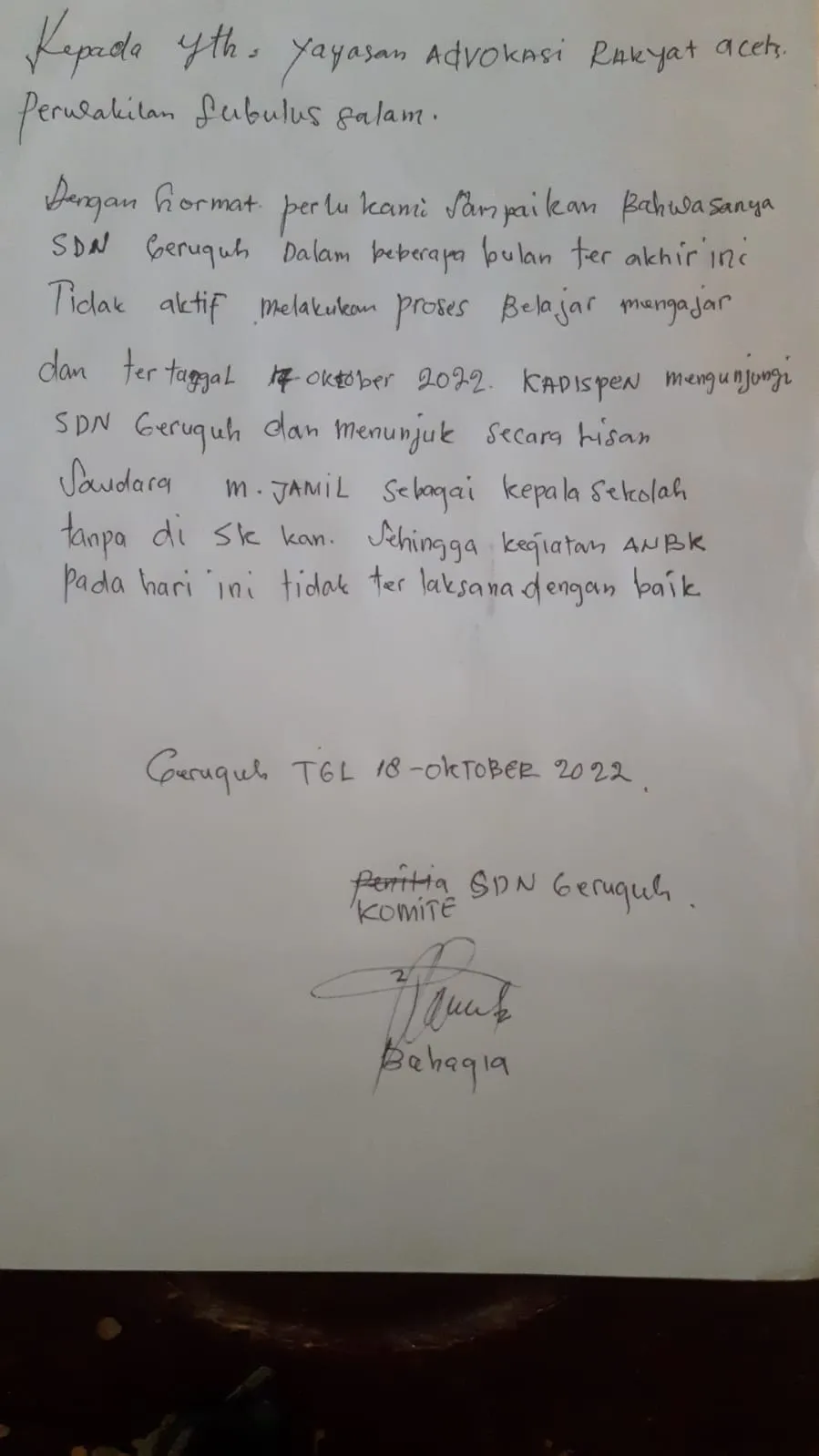 Kasus SDN Geruguh, YARA Minta Wali Kota Bertanggungjawab