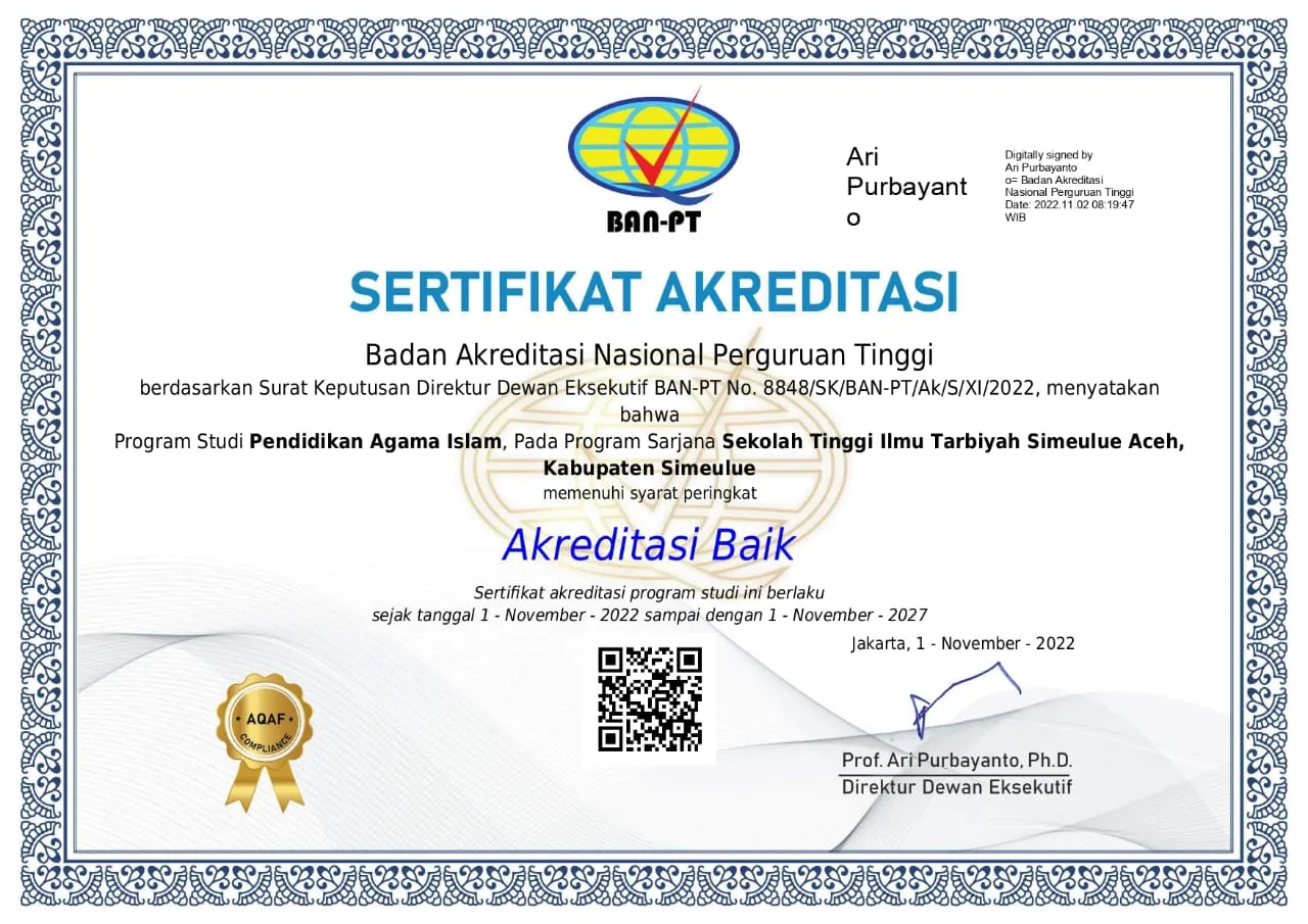 STIT Simeulue Dapat Pengakuan Baik Dari Badan Akreditasi Nasional