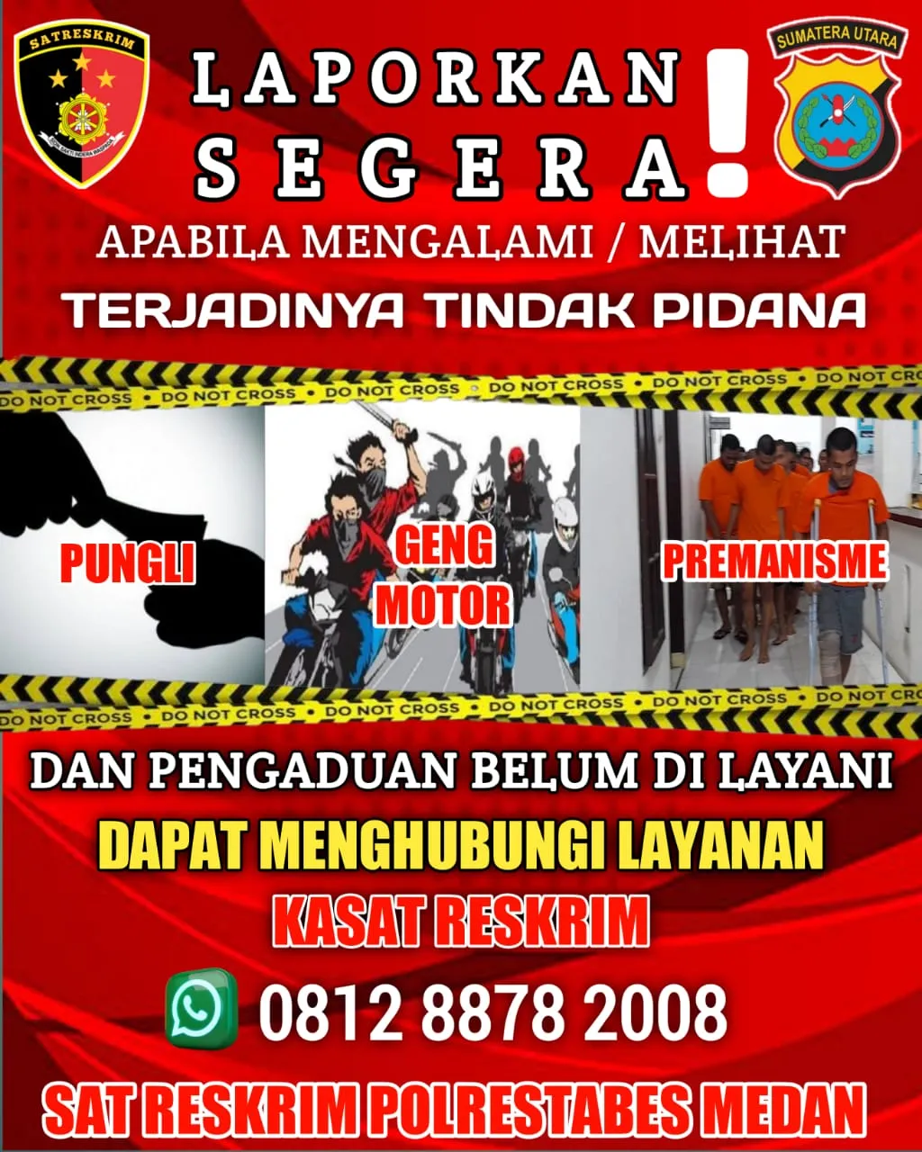Polrestabes Medan Tempelkan Stiker Layanan Pengaduan Masyarakat