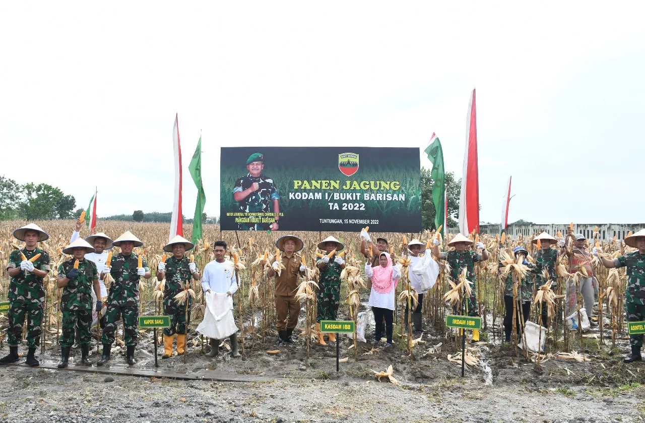 Kolaborasi Kodam I/BB Dan Santri Tani Panen Jagung Untuk Ketahanan Pangan