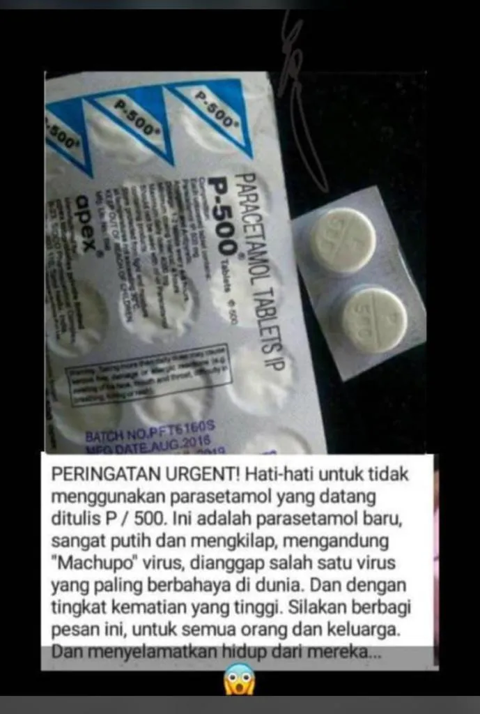 Paracetamol Tablet IP Berbahaya Dan Mengandung Virus Tersebar Di Medsos