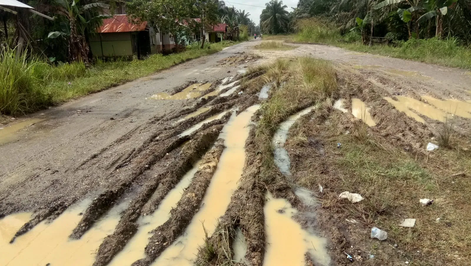 Warga Kesal, Puluhan Tahun Jalan Rusak Tak Pernah Mendapat Perhatian Pemkab Langkat