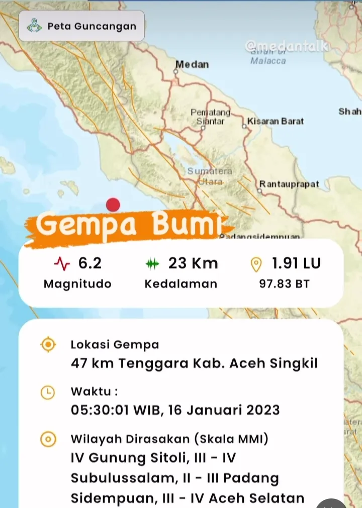 Diguncang Gempa M6,2 Warga Singkil Panik Berhamburan Keluar Rumah