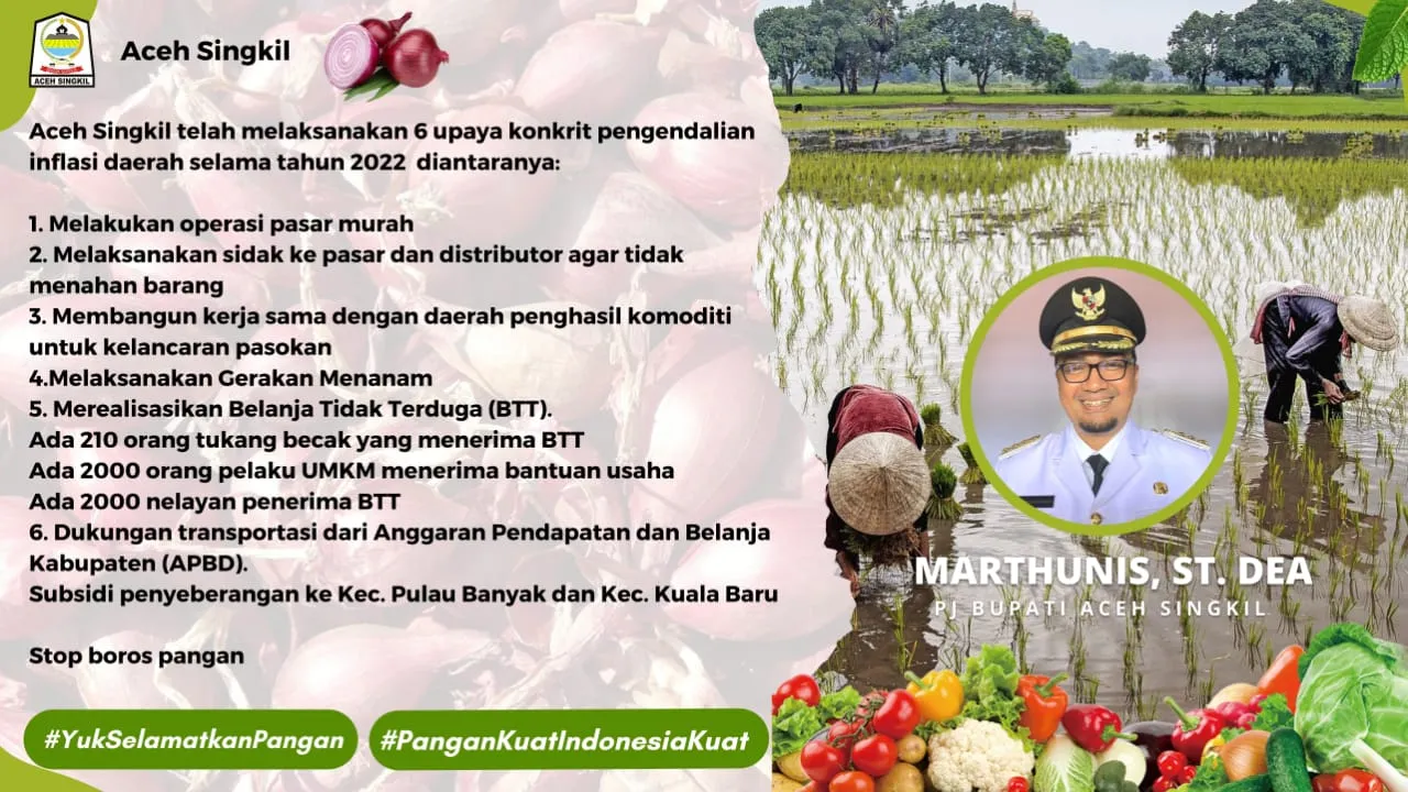 Aceh Singkil Masuk Peringkat Pertama Upayakan Pengendalian Inflasi
