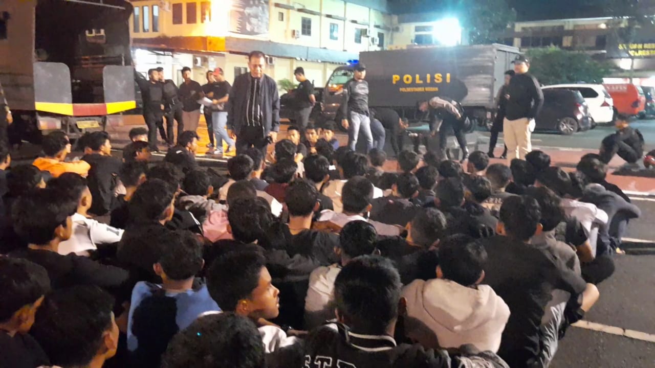 Polrestabes Medan Amankan Puluhan Remaja Dan Sepeda Motor dari Jl. Karya Ujung