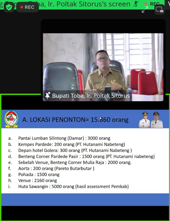 Bupati Toba Ralat, Nonton Gratis Dari Belakang Rumdis Dibatalkan