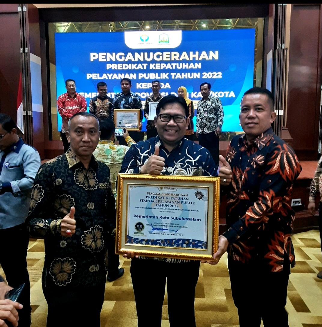 Pemko Subulussalam Raih Kualitas Tinggi Kepatuhan Standar Pelayanan Publik