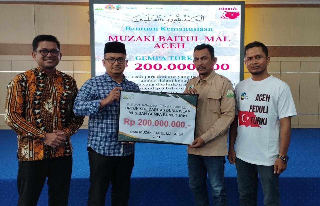 Baitul Mal Aceh Serahkan Bantuan Rp205 Juta Untuk Korban Gempa Turki