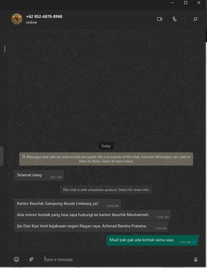Nama Kasi Intel Kejari Nagan Raya Dicatut