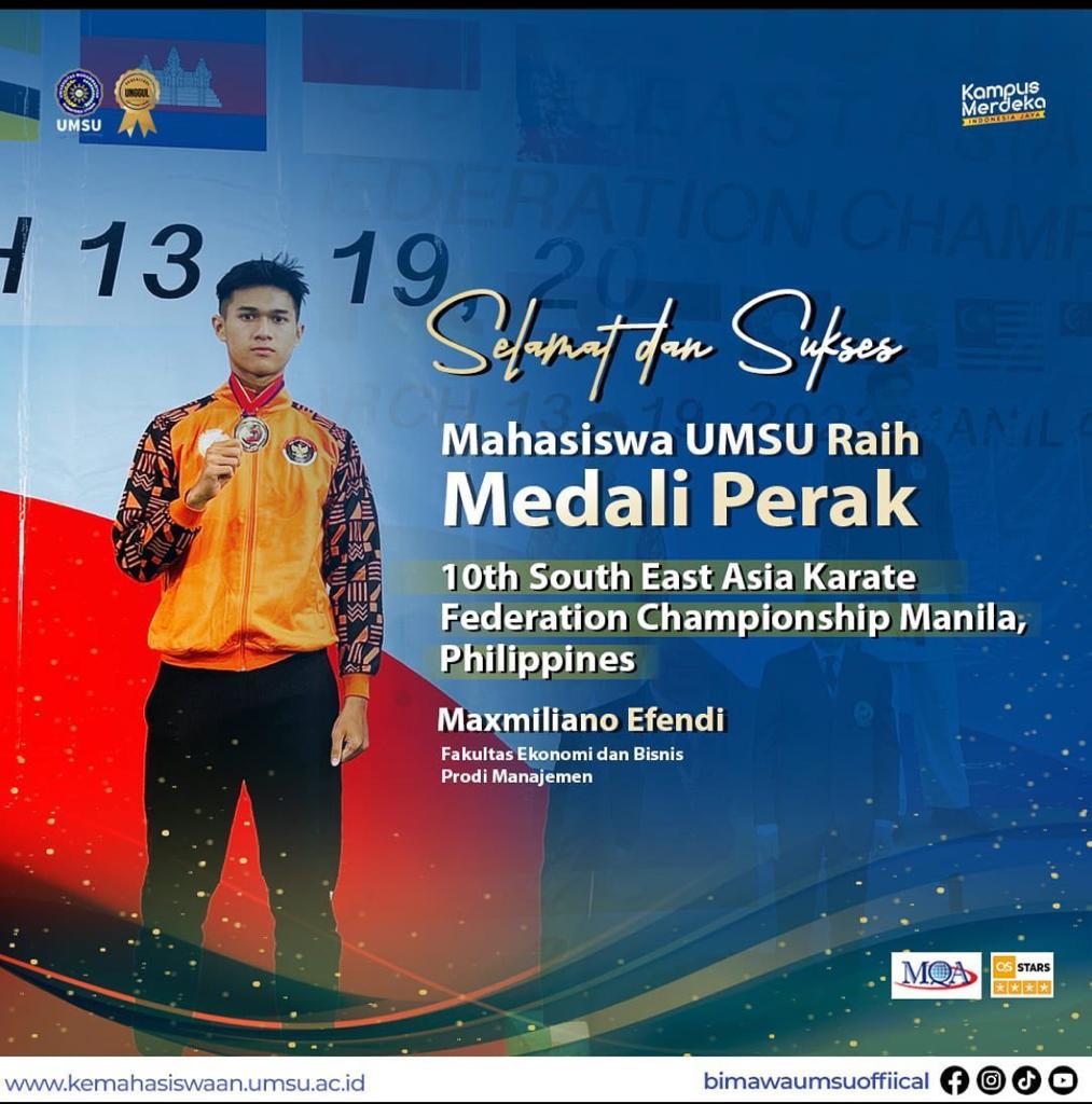 Membanggakan, Mahasiswa UMSU Sumbang Perak Kejuaraan Karate Asia Tenggara Di Manila
