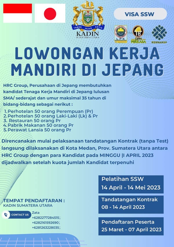 Kadin Sumut Buka Pendaftaran Lowongan Kerja Ke Jepang