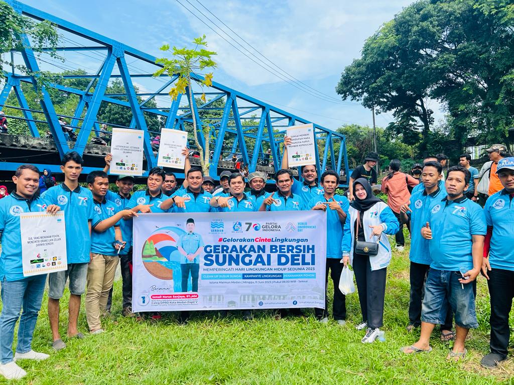 Peringati Hari Lingkungan Hidup sedunia, DPD Gelora Kota Medan Bersih-bersih Sungai Deli