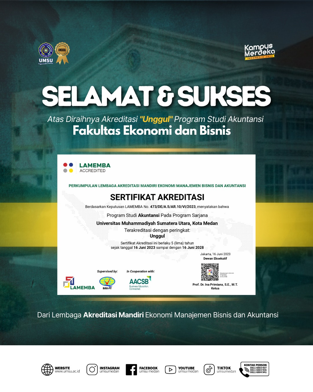 Prodi Akuntansi FEB UMSU Raih Akreditasi Unggul