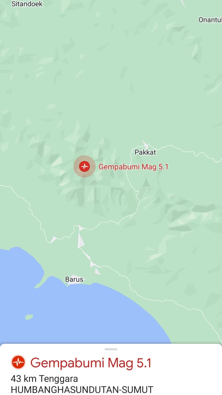 Gempa M 5.1 Guncang Humbahas