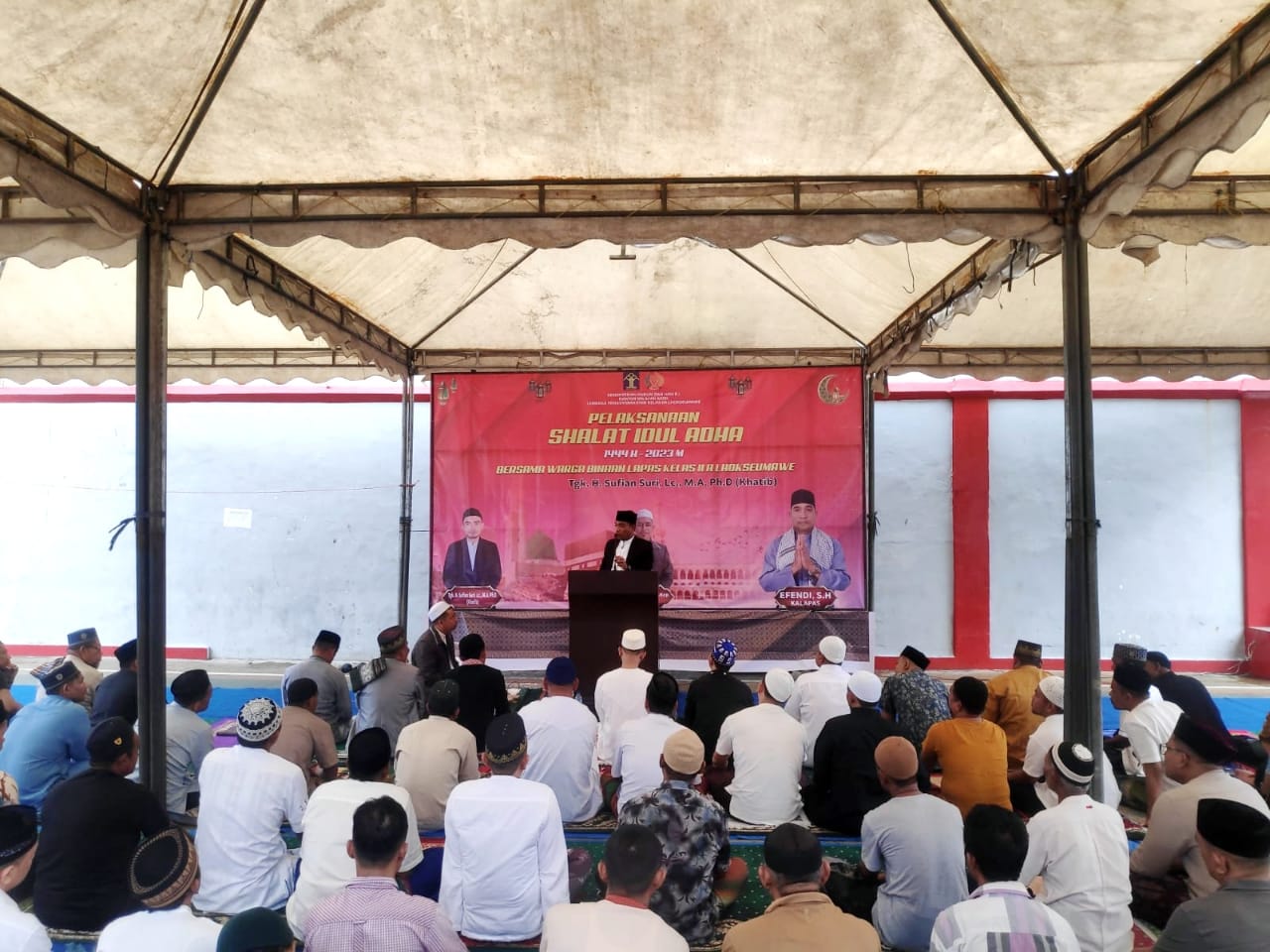 Warga Binaan Shalat Iduladha Di Lapas Lhokseumawe