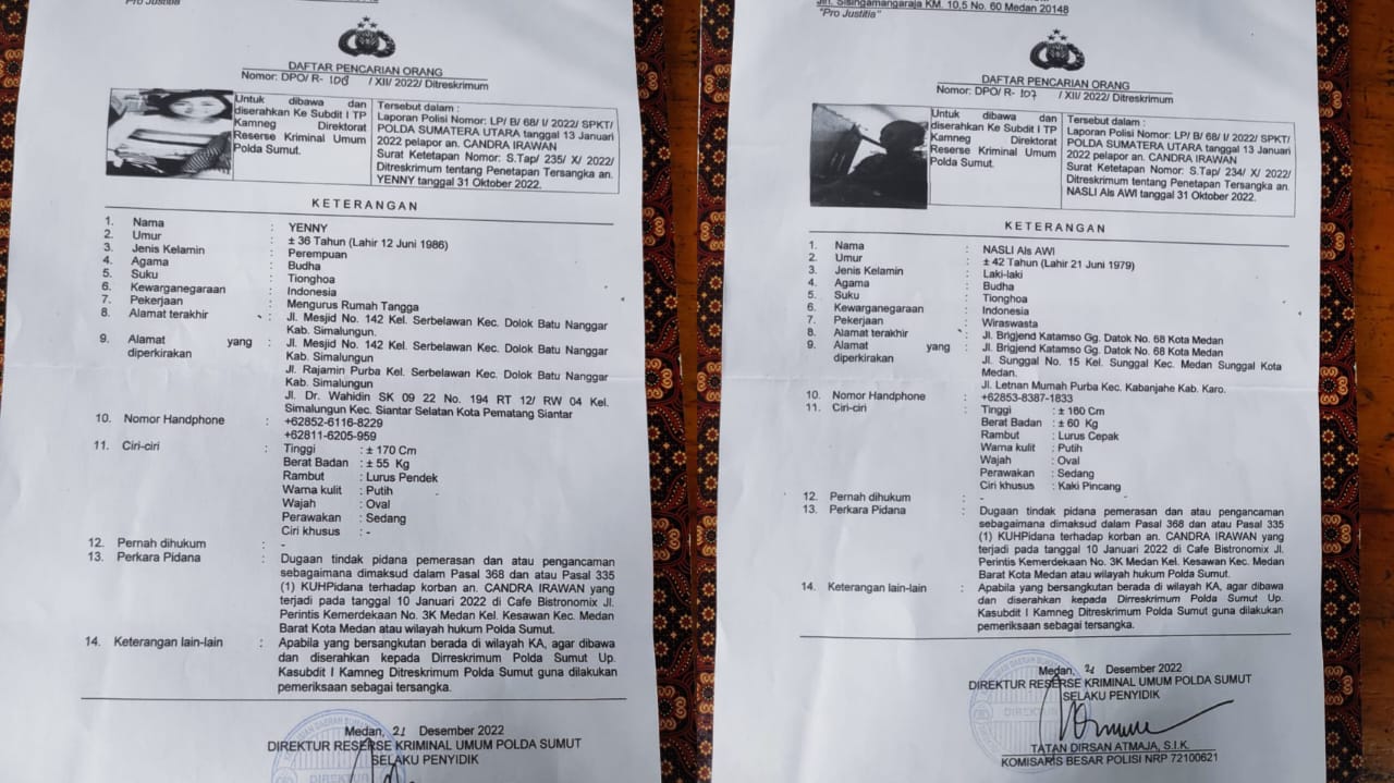Pelaku Berkeliaran, Korban Pemerasan Desak Poldasu Serius Tangkap Dua DPO