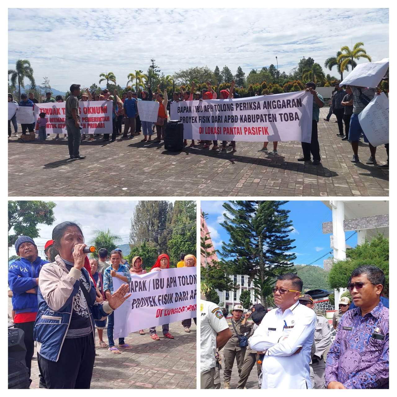 Puluhan Warga Demo Kantor Bupati Toba