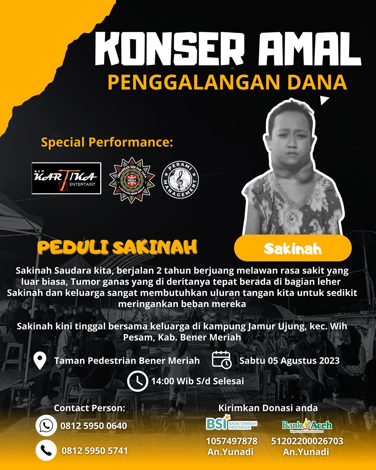 Siang Ini, Konser Amal Untuk Sakinah Penderita Kanker Di Bener Meriah