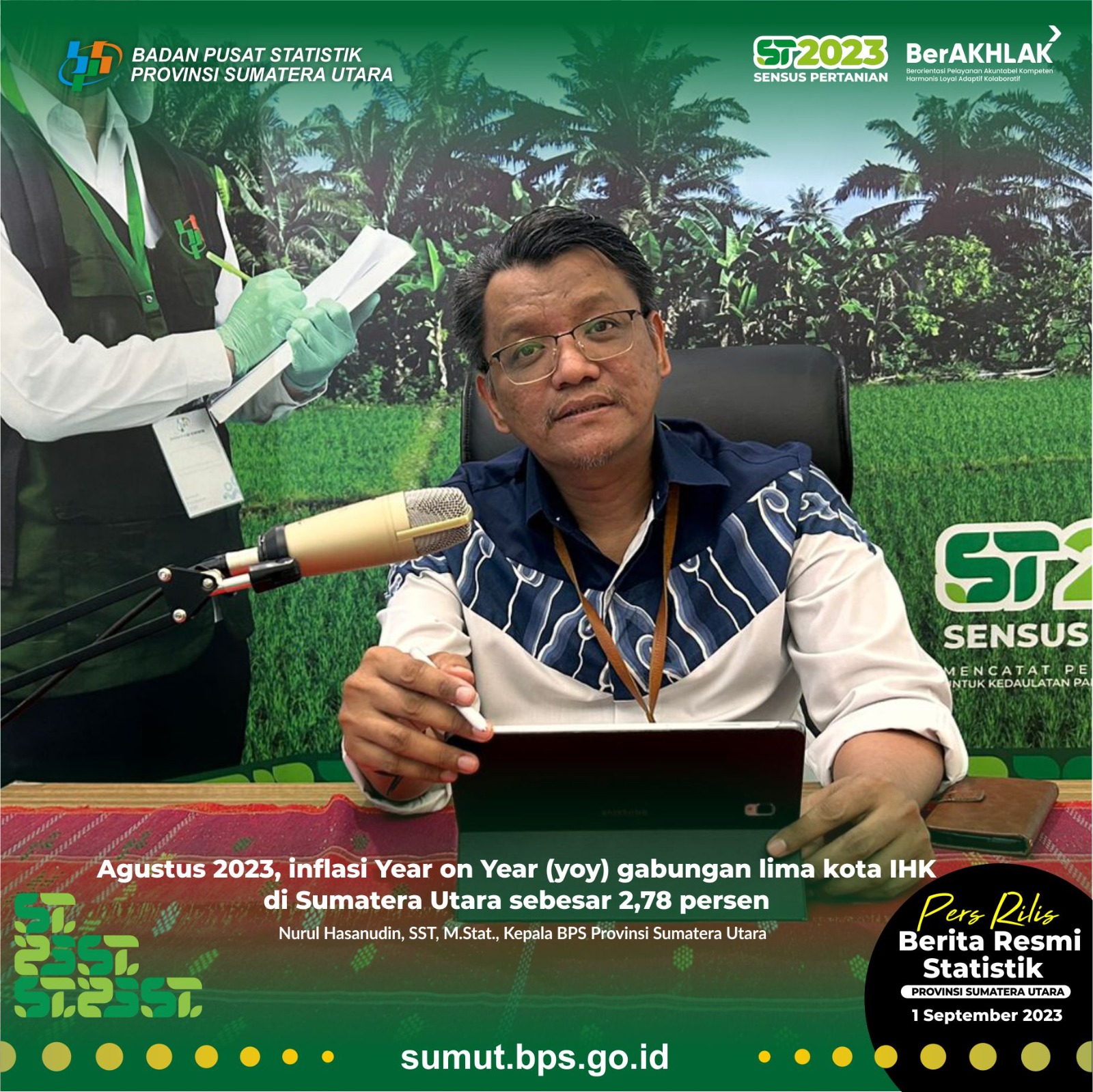 Agustus 2023, Tiga Kota IHK Di Sumut Alami Deflasi
