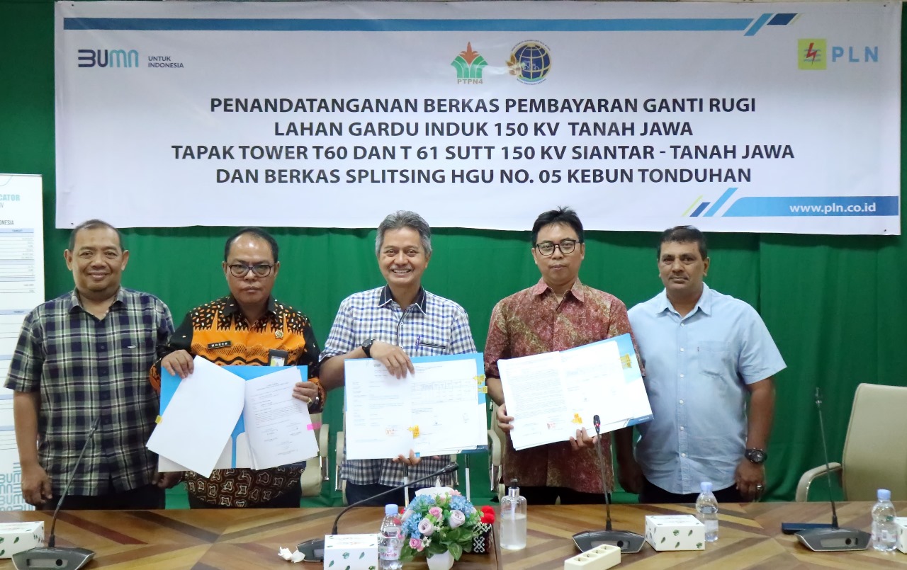 PLN - PTPN IV Tandatangani Berkas Ganti Rugi Lahan GI Dan Tapak Tower