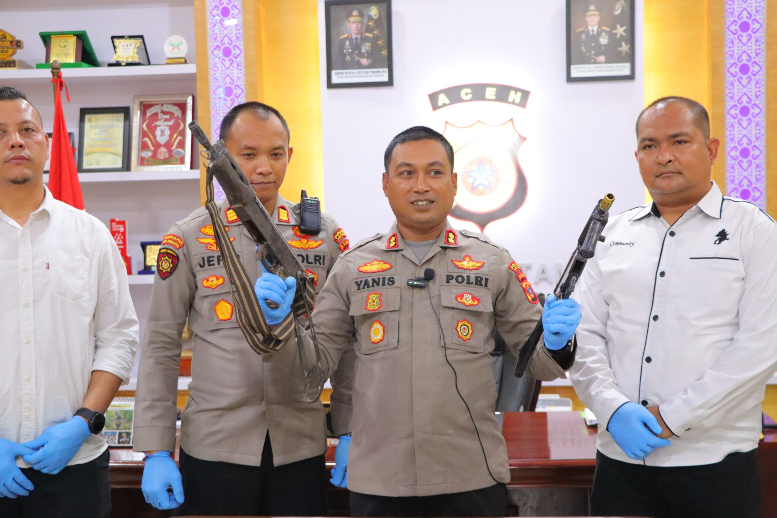 Polres Aceh Tamiang Temukan 2 Pucuk Senpi Laras Panjang