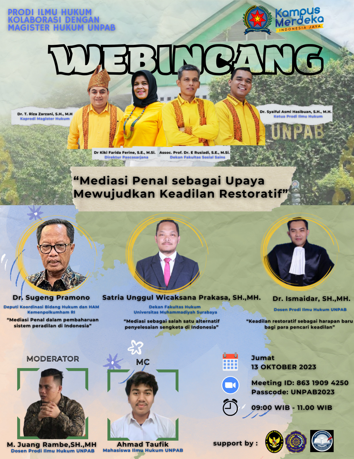 Prodi Magister Hukum UNPAB Gelar Webincang Bahas Mediasi Penal di Indonesia