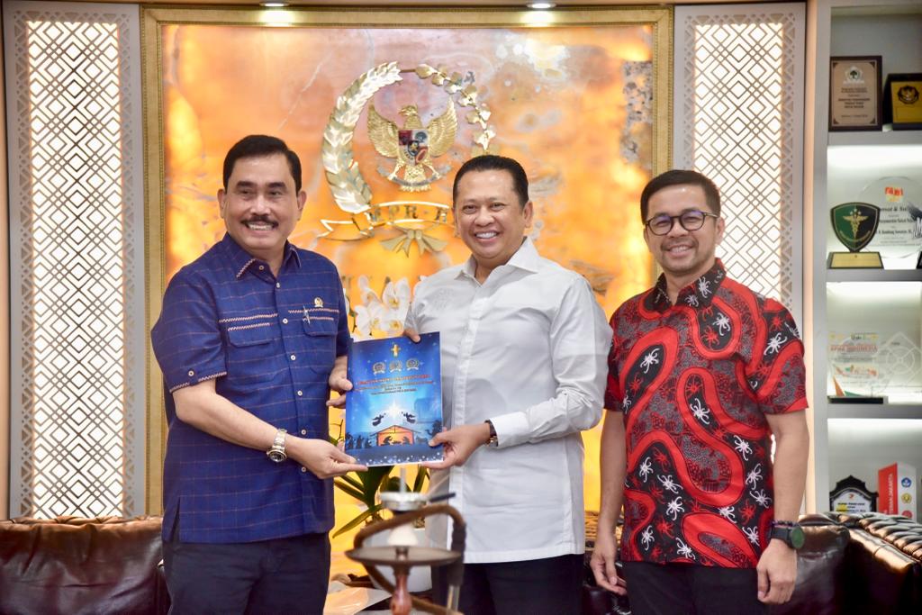 Bambang Soesatyo Terima Audiensi Ketua Panitia Natal MPR, DPR & DPD RI Hendrik Sitompul Dan Pengurus