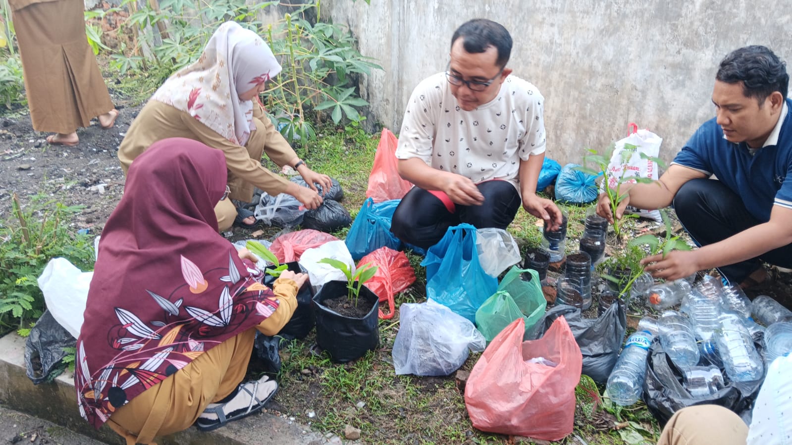 Guru Dan Siswa SD Negeri 060954 Panen Sayur Mayur Di Kebun Sekolah