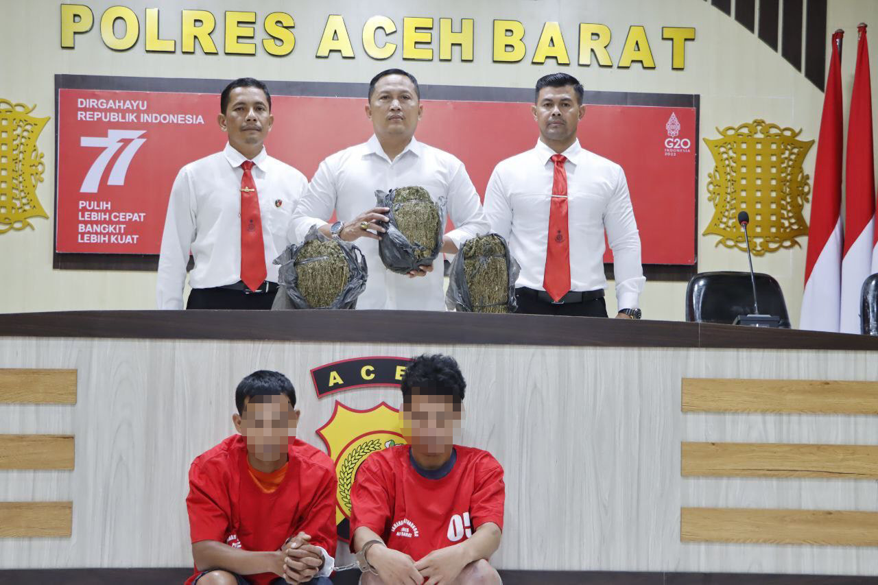 Dua Pengedar Ganja Di Aceh Barat Ditangkap,3 Kg Ganja Diamankan