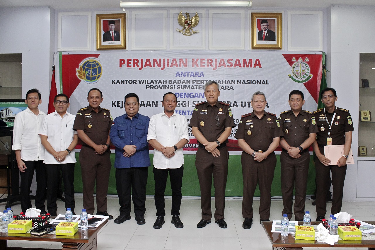 Kejatisu Tandatangani Perjanjian Kerjasama Dengan Kanwil BPN Wilayah Sumut