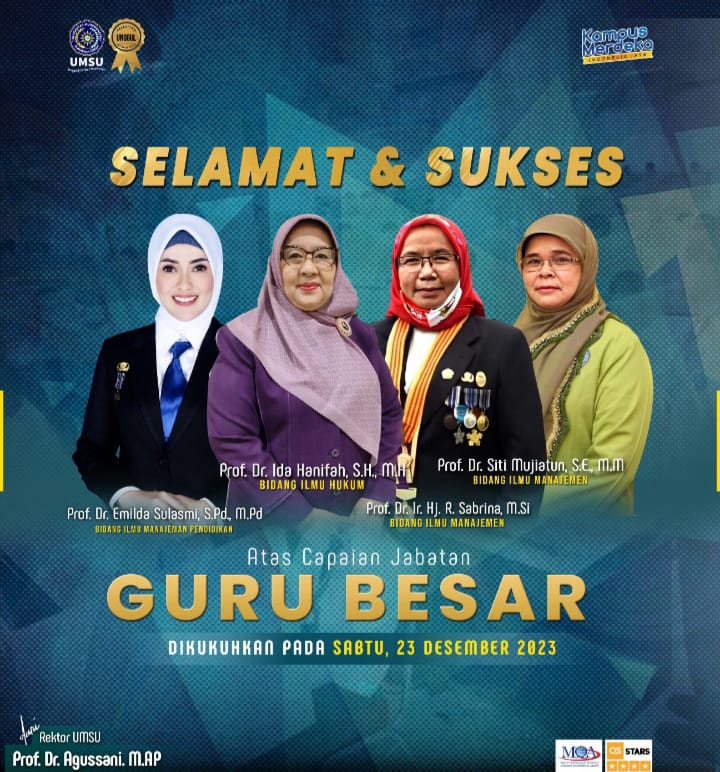 UMSU Kukuhkan Empat Guru Besar Perempuan