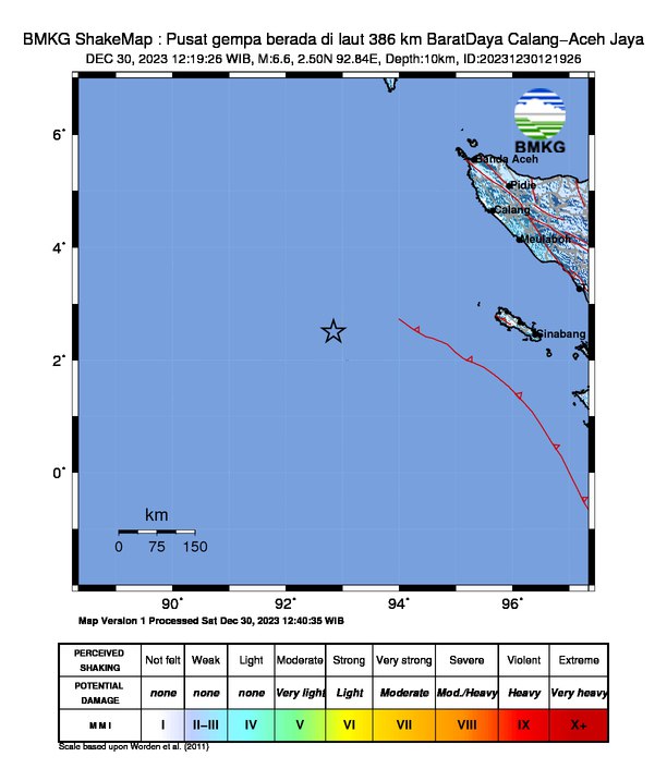 Gempa Dangkal 6,6 Magnitude Di Laut Aceh