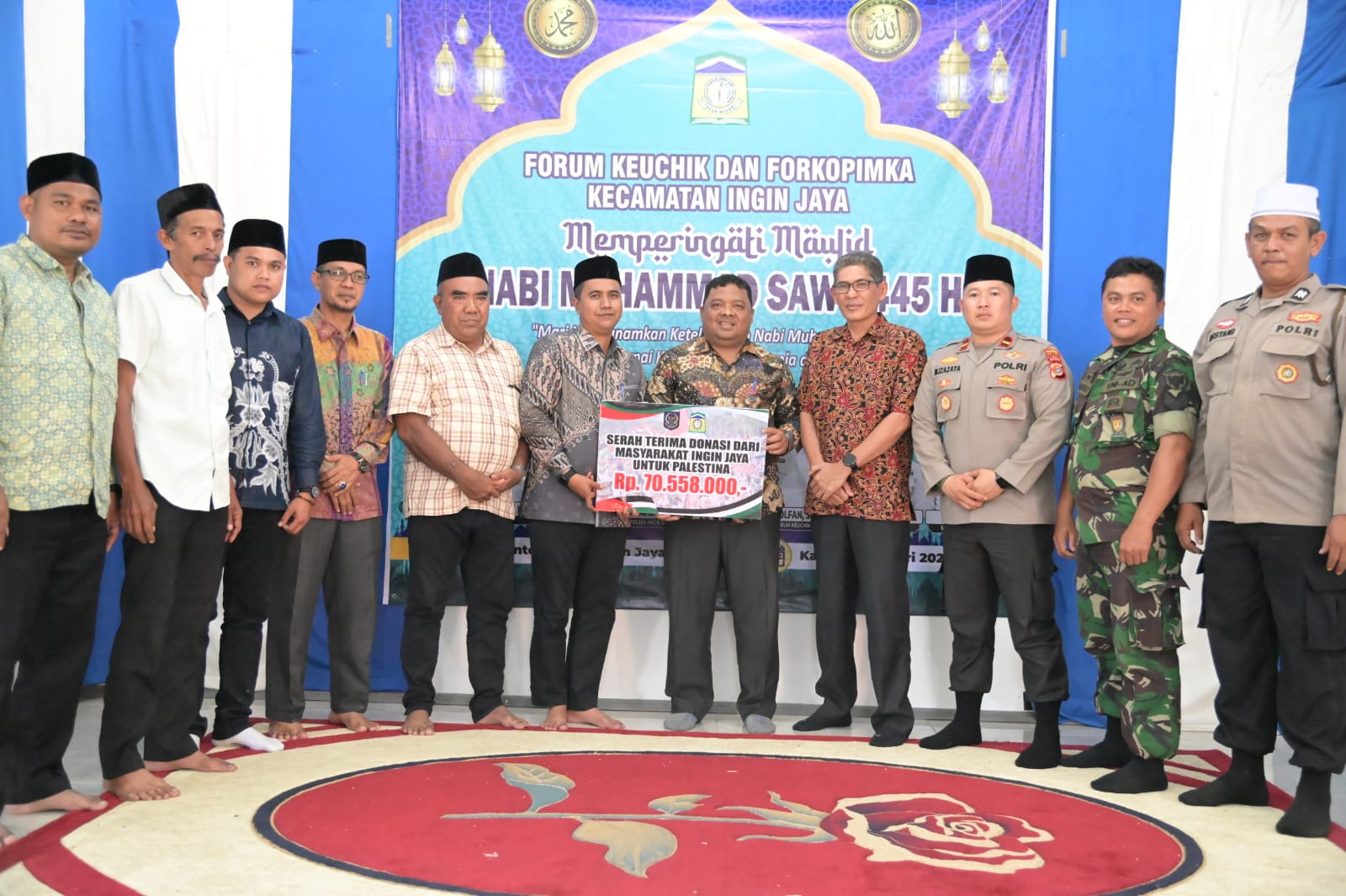 Sekda Aceh Besar Terima Donasi Palestina Dari Ingin Jaya