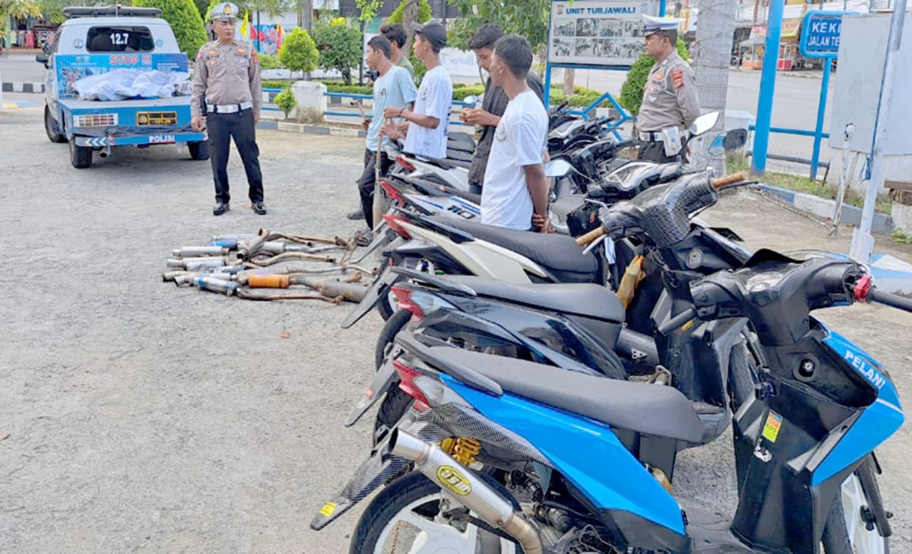 Bikin Resah, Satlantas Polres Pidie Amankan 35 Kendaraan Berknalpot Brong