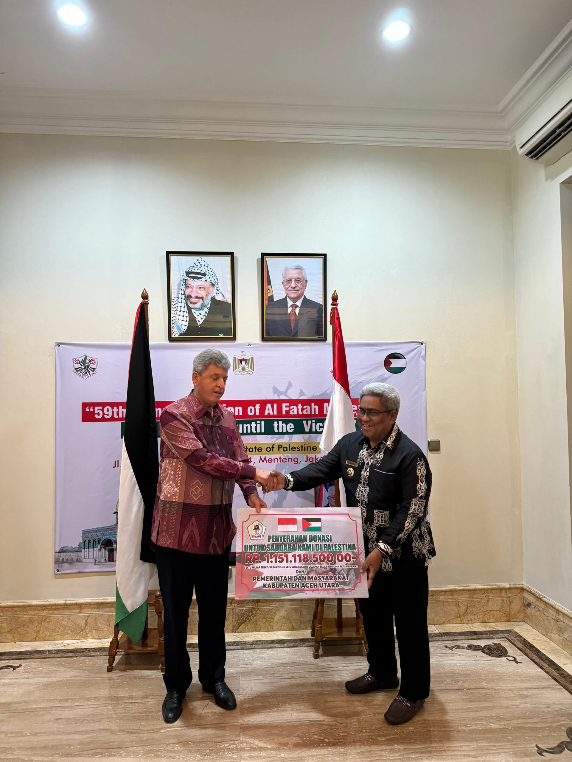 Dubes Palestina Terima Sumbangan Warga Aceh Utara Rp1,15 M