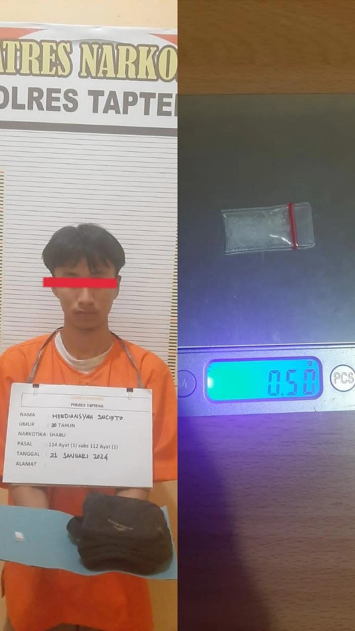 Komit Berantas Narkoba, Polres Tapteng Ringkus Tersangka Penyalahgunaan Sabu