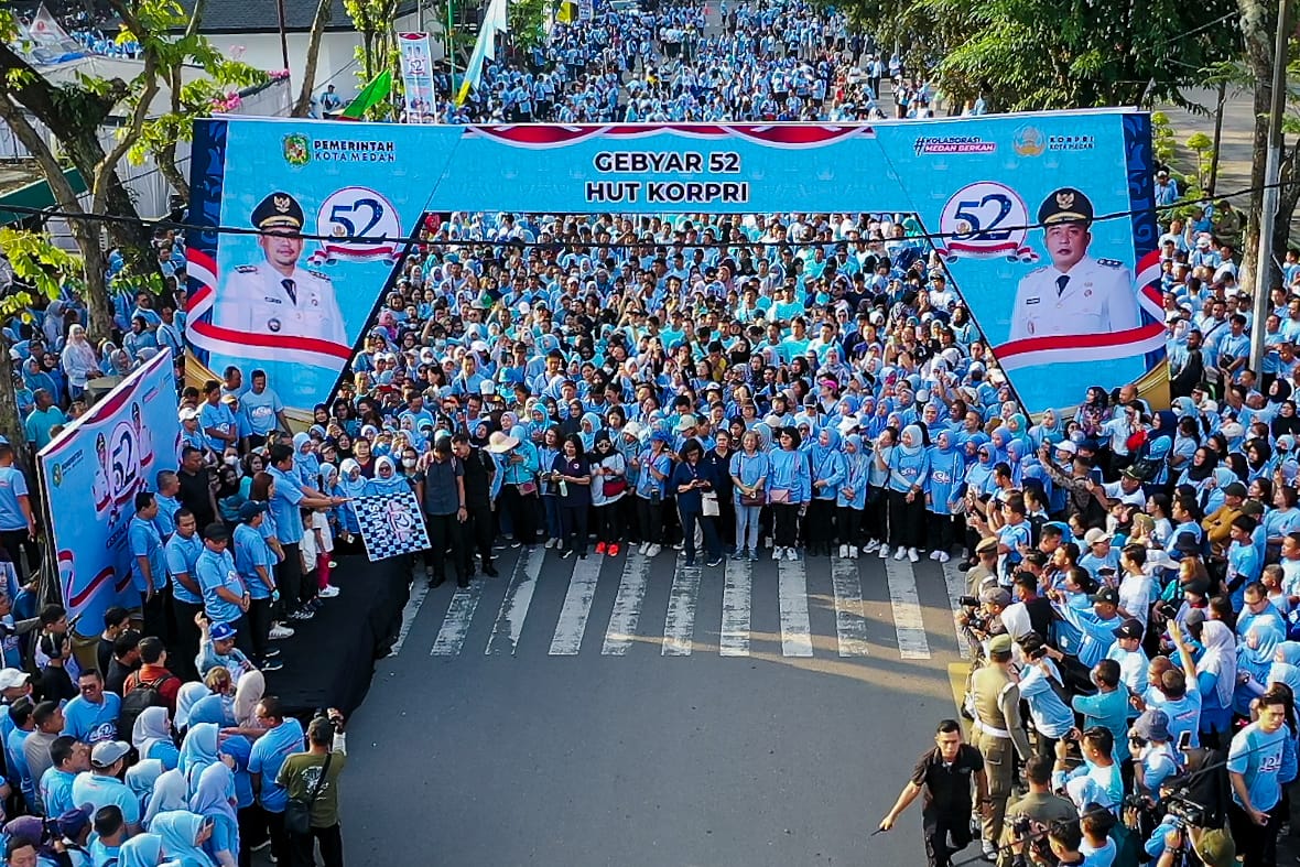 Meriah, Ribuan Anggota Korpri Kota Medan Ikuti Dan Ramaikan Gebyar HUT Ke-52 Korpri