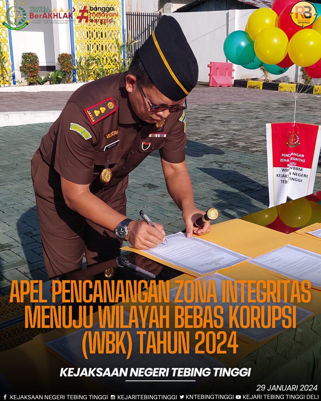 Kejari Tebingtinggi Gelar Apel Pencanangan Zona Integritas Menuju Wilayah Bebas Korupsi