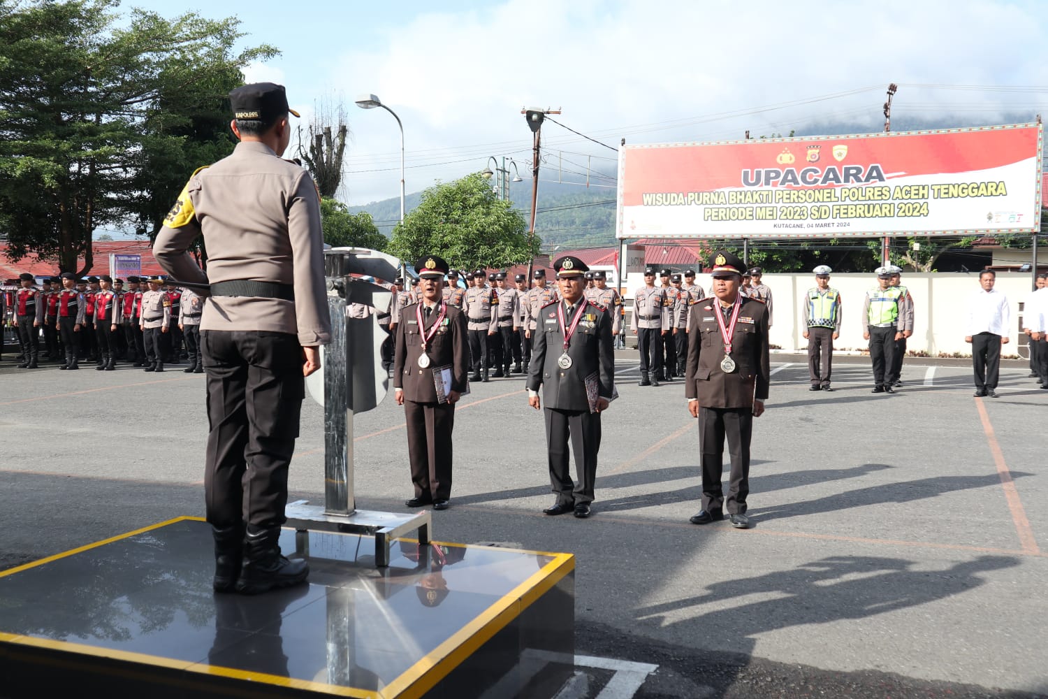 AKBP R Doni Sumarsono Pimpin Upacara Wisuda Purna Bhakti Personel Polres Agara