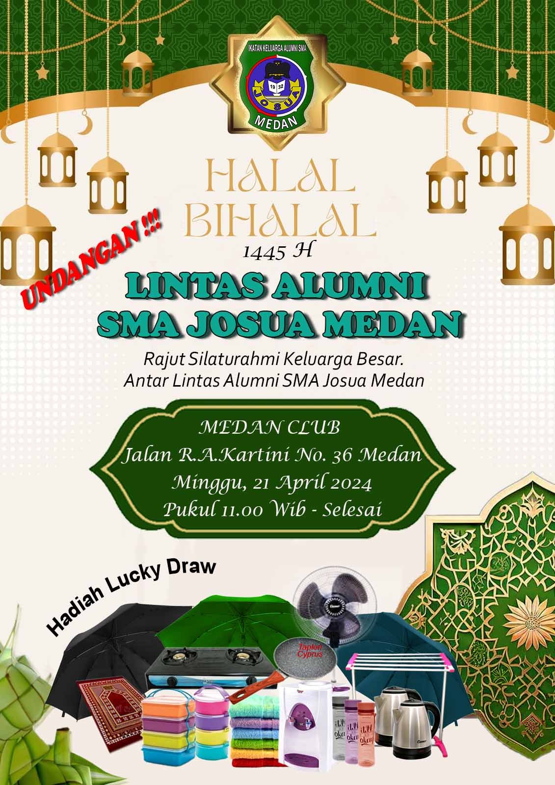 Alumni SMA Josua Medan Diajak Hadiri HBH 1445 H di Medan Club
