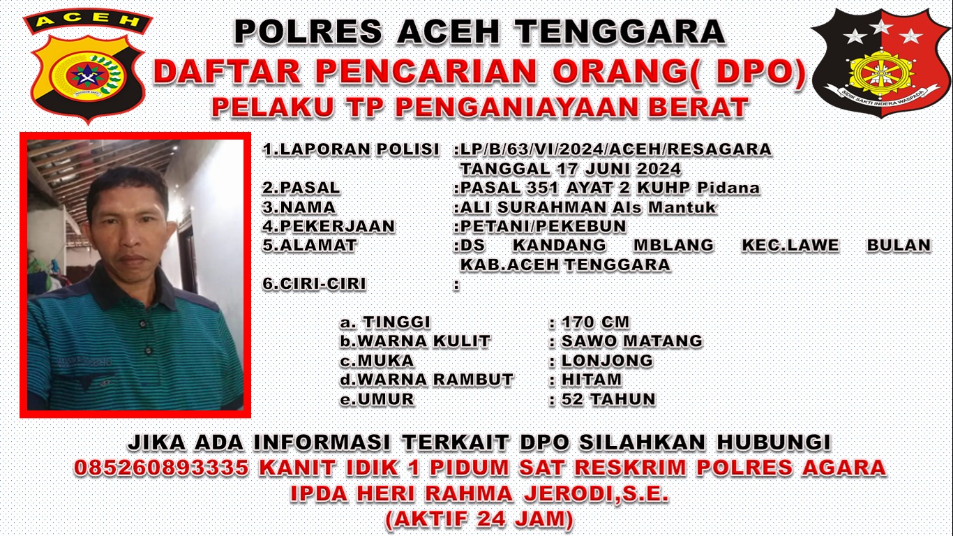 Penganiaya Mantan Istri Hingga Nyaris Tewas Jadi DPO Polres Agara