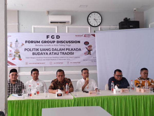 KPU Tebingtinggi Gelar FGD Bersama Jurnalis; 'Politik Uang Budaya Atau Tradisi’