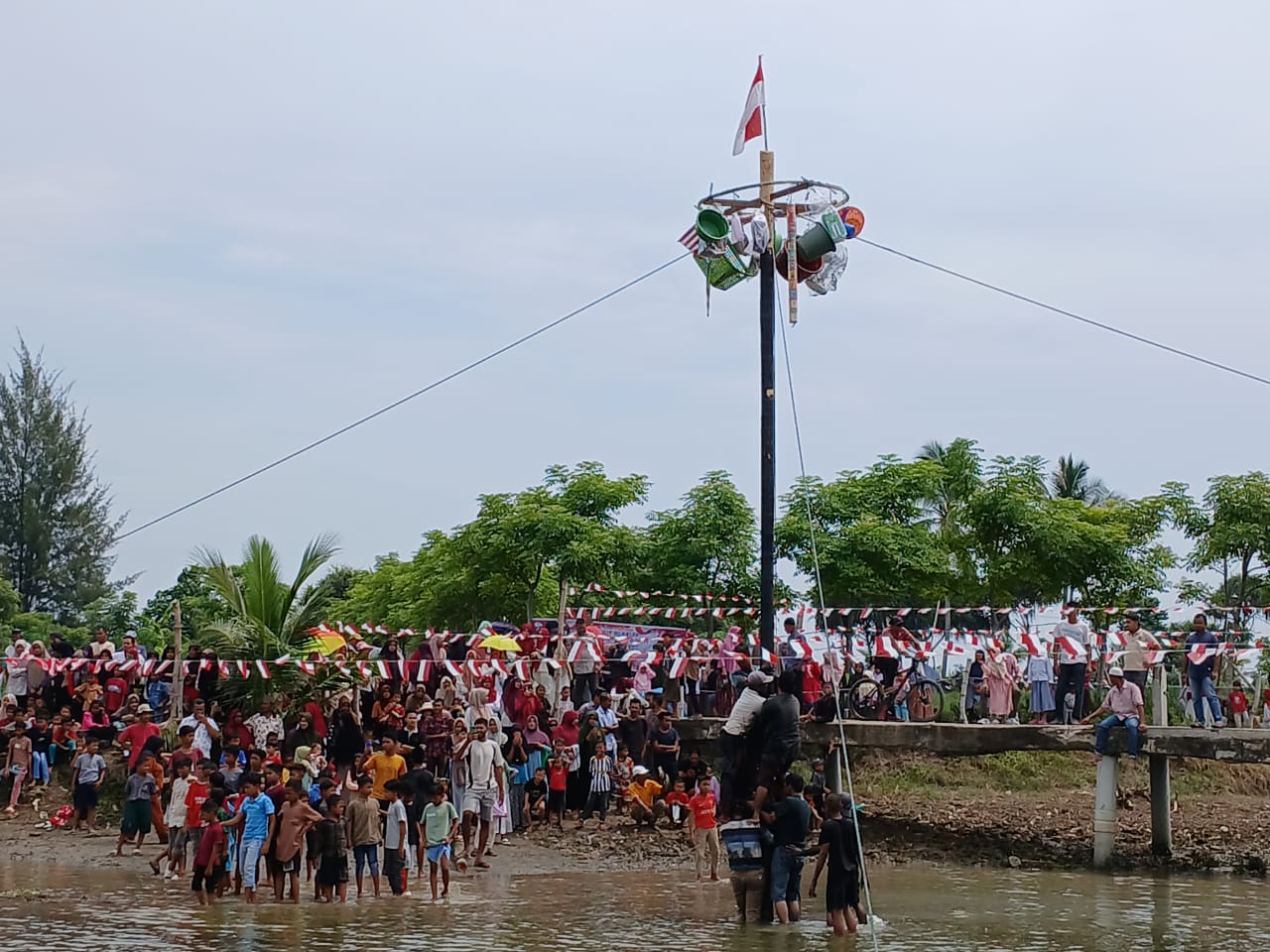 Panjat Pinang Meriahkan HUT Ke-79 Kemerdekaan RI Di Teupok Baroeh