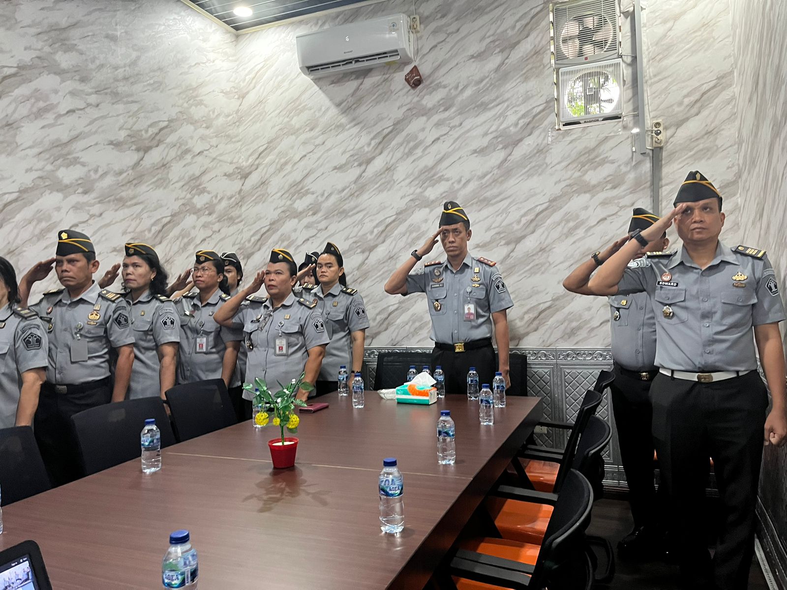 Jajaran Lapas Kelas IIA Pematangsiantar Apel Pagi Virtual Bersama Menkumham