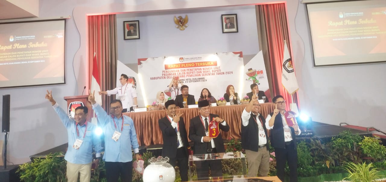 Pengundian Nomor Urut Pilkada Deliserdang, 1 Sofyan-Junaidi, 2 Asri-Lom Lom, 3 Yusuf-Bayu