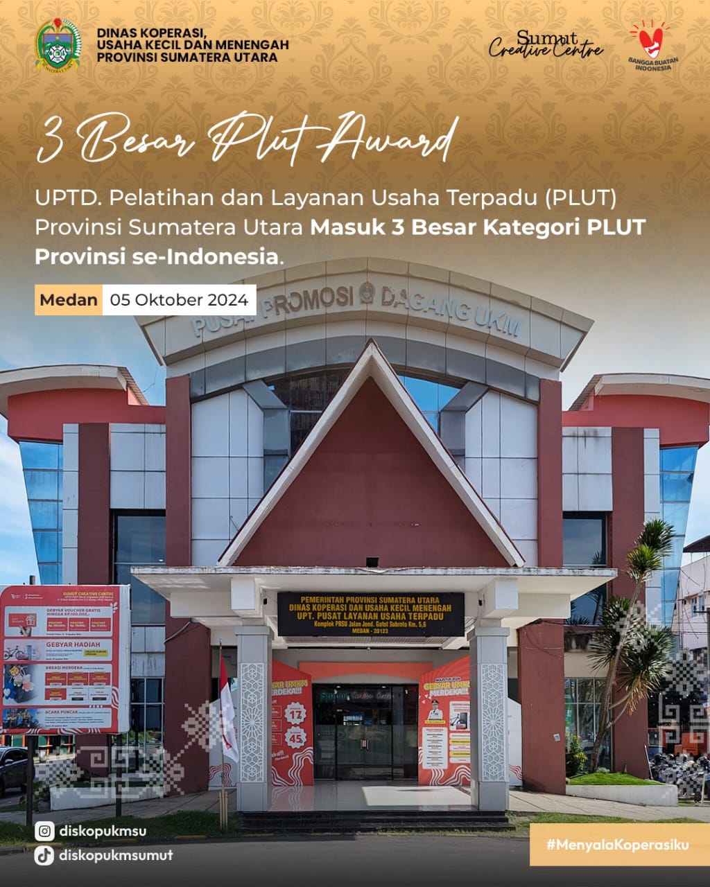 PLUT Dinas Koperasi UKM Sumut Masuk Nominasi 3 Besar PLUT Award 2024
