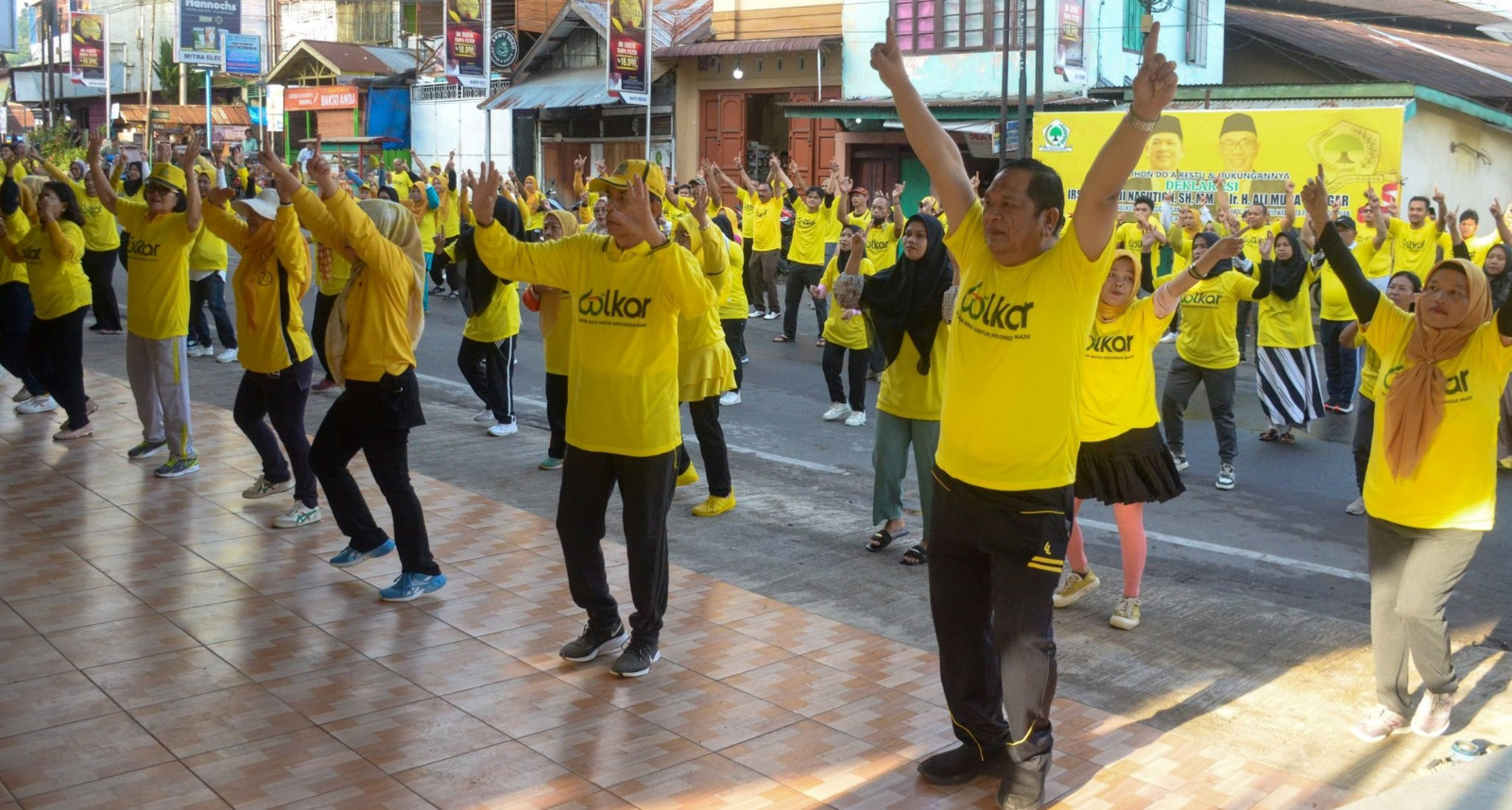 Live Secara Zoom, Senam HUT Ke-60 Partai Golkar Di Sidimpuan Berlangsung Meriah