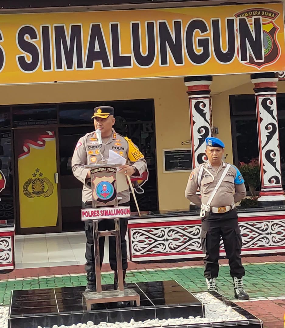 Kapolres Simalungun Pimpin Apel Gelar Pasukan, 450 Personel Siap Amankan Pilkada 2024